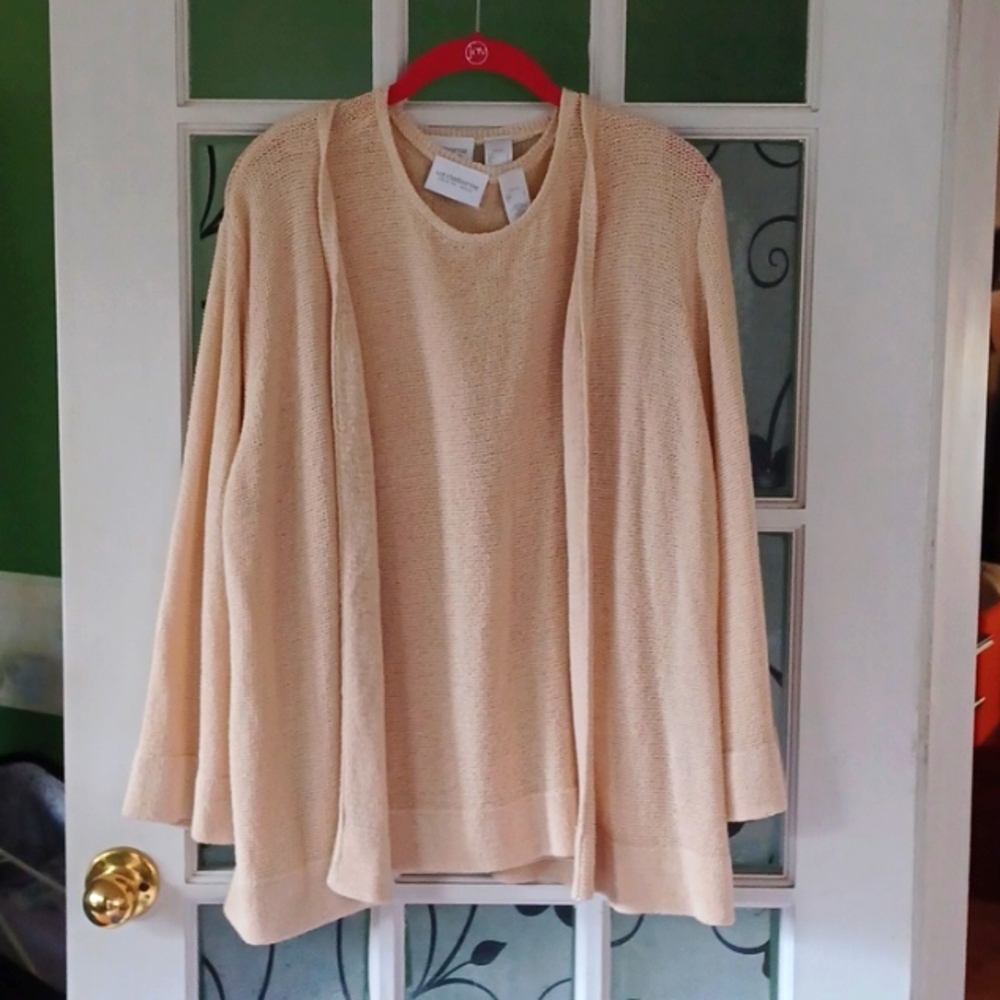 Liz Claiborne Cartigan set size large petite wheat color